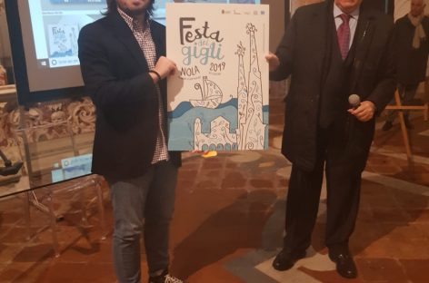 Lorenzo Manduca firma l’immagine coordinata della Festa dei Gigli 2019. Pippo Baudo, testimonial della presentazione “La vostra Festa ha un grande valore”