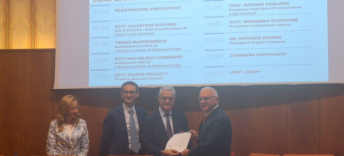 Impresa trasparente e legale: “Il Notturno” acquisisce la certificazione sul “Sistema gestione Compliance”. Il Commissario Alicandro “Un ulteriore esempio di eccellenza in un territorio critico”